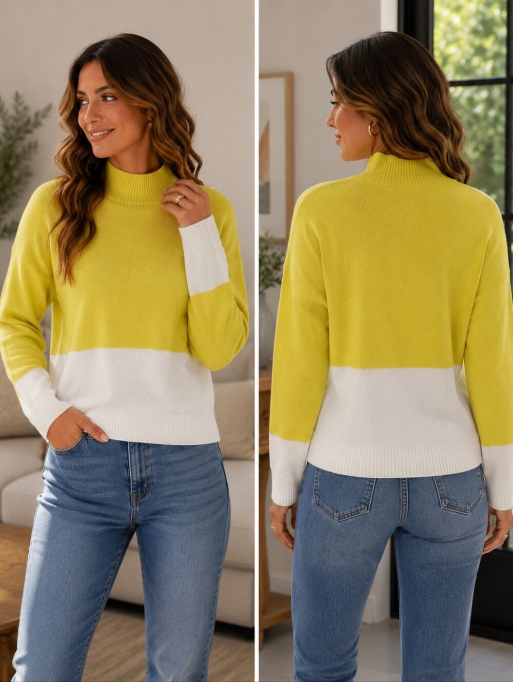 CLICHÉ YELLOW/WHITE SWEATER ✅️